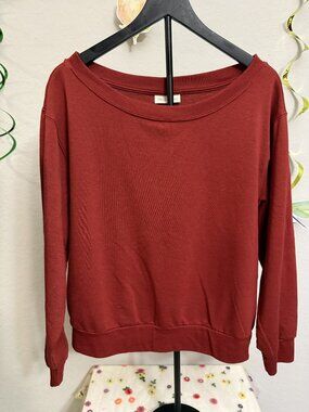 78&Sunny Rust Red Scoop Neck Fleece Sweatshirt